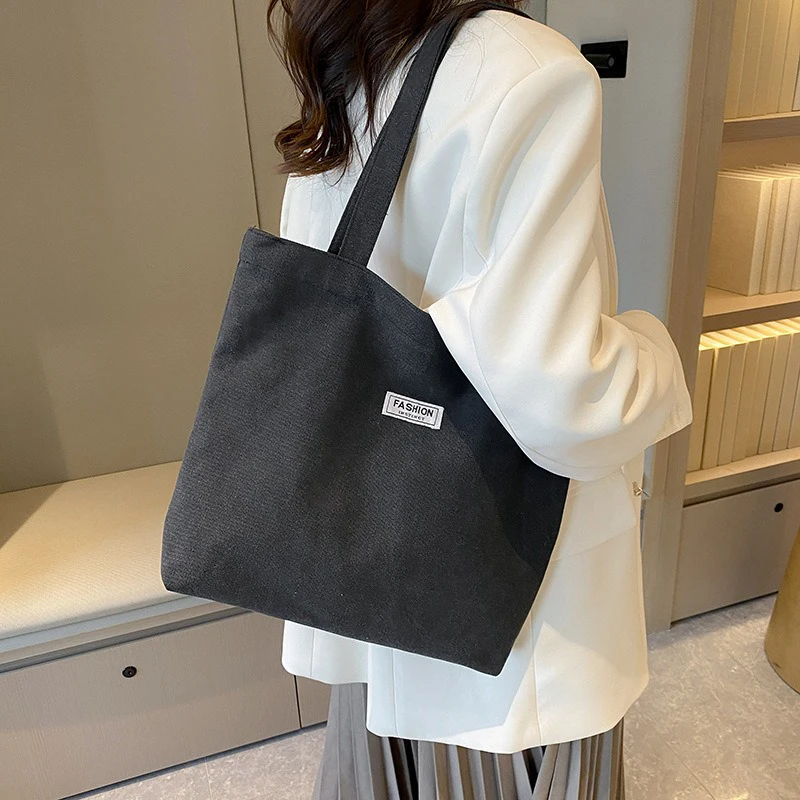 

Thickened Washed Canvas Bag Women's Large-capacity Tote Bag Simple Commuting Hand-held Oxford Cloth Large Bag Single Bag