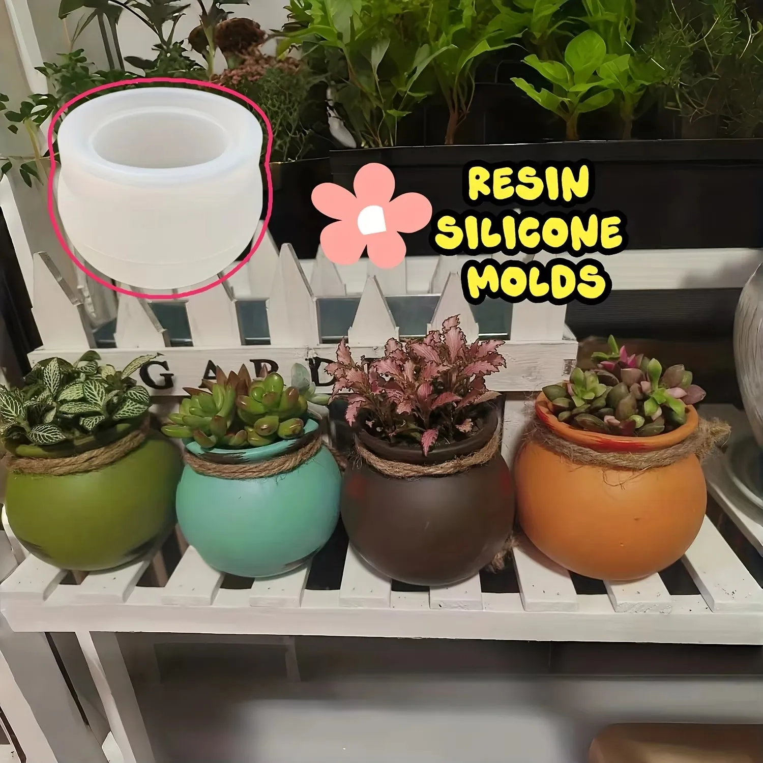 Silicone Flower Pot Molds, Resin Molds, Epoxy Molds, Scented Candle Molds, Small Succulent Flower Pots, Wall Hanging Flower Pots, Vintage Pottery Molds, Handmade DIY Container Molds, Epoxy Resin Making Molds view 4