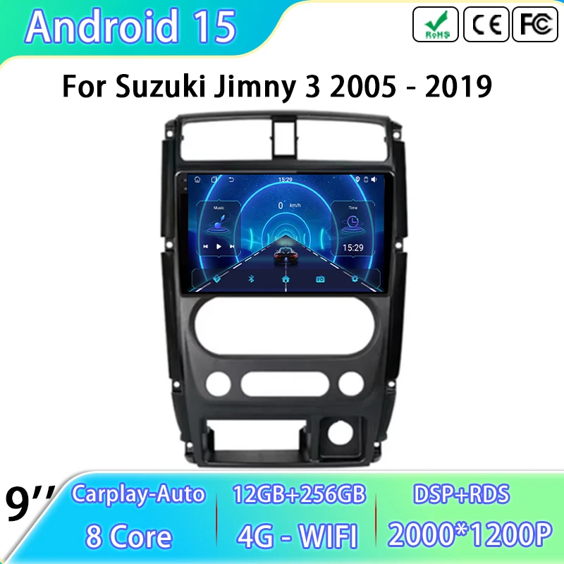 lecteur-video-multimedia-de-voiture-pour-suzuki-jimny-3-2005-–-2019-android-auto-radio-carplay-gps-navigation-4g-wifi-unite-principale-no-2din