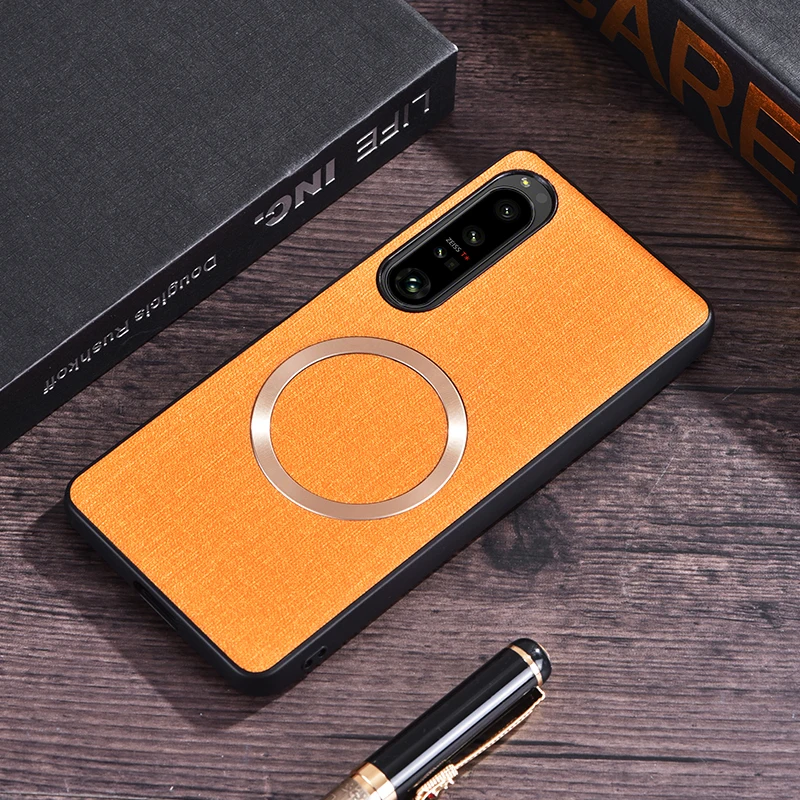 Cloth Texture Case on Magnetic Wireless Charging Hard Cover For Sony Xperia 1 5 10 IV III ii VI