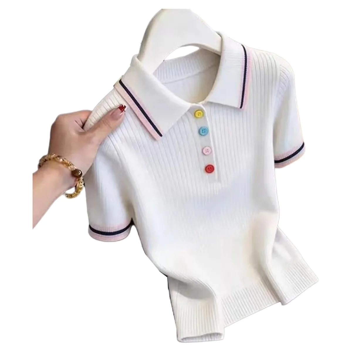 

Knitted Sweater Women Pullovers Black Short Sleeve Korean Fashion Knit Sweater Pullover Women Tops New Summer O-Neck Knitwears