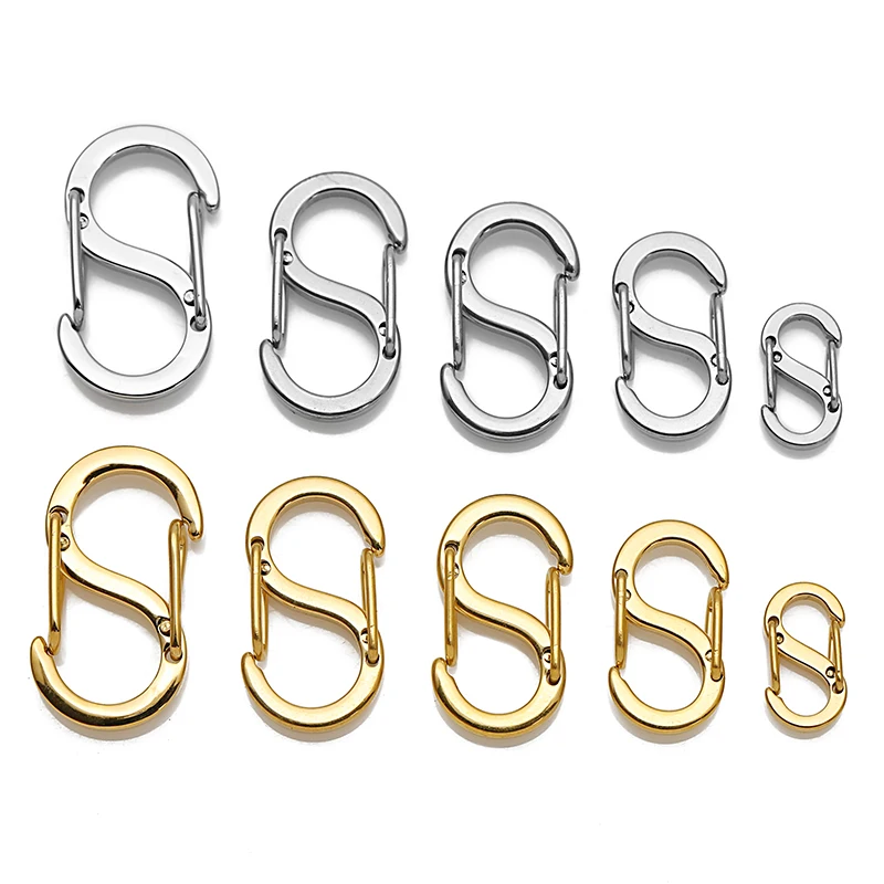 5pcs Gold Stainless Steel Letter S Buckle Spring Lobster Clasp Hook Connectors for Necklace Bracelet DIY Jewelry Making Supplies