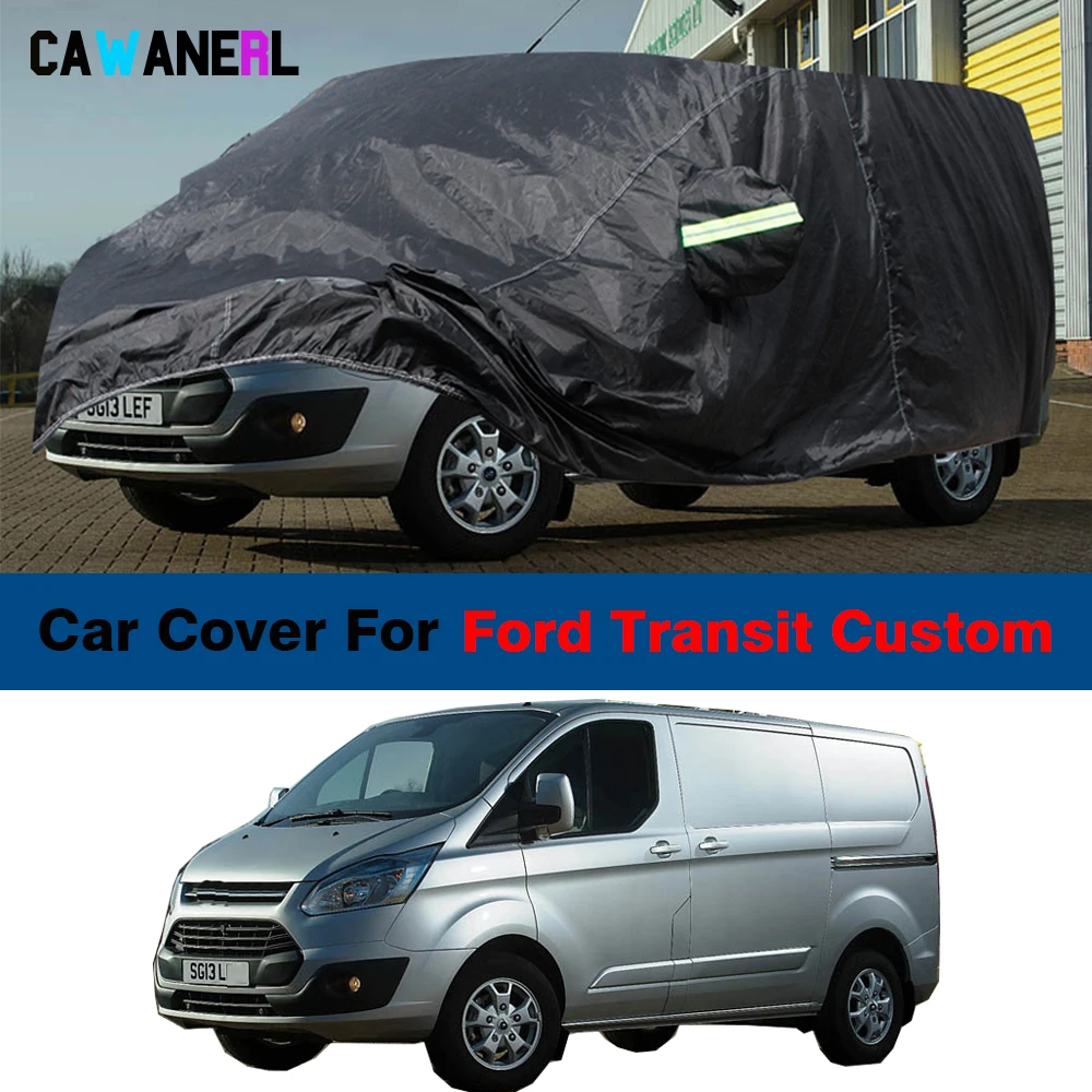 Black Car Cover For Ford Transit Custom 2012-2023 (Short Wheel Base) Waterproof Anti UV Sun Snow Rain Scratch Protection Cover