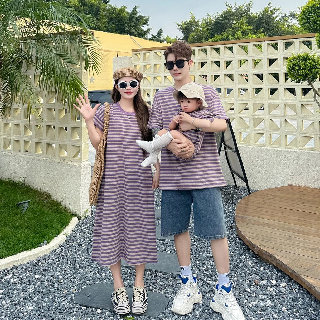 Family Summer Clothes Sister Brother Matching Twins Outfits Korean Mom Daughter Equal Dress Dad and Son Clothing Kids Boys Sets