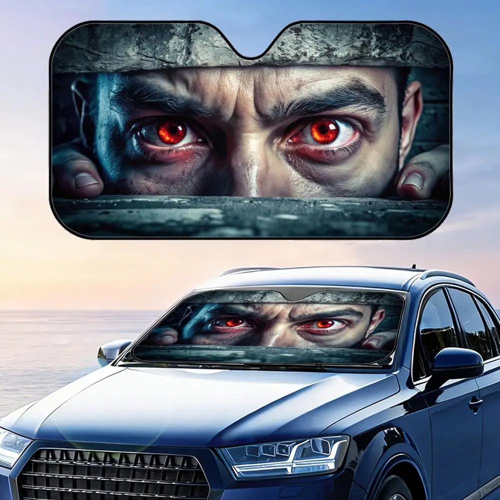 

Солнцезащитный козырек Creepy Eyes, складной, универсальный, для лобового стекла автомобиля, защита от УФ-излучения, теплоизоляция, складная накидка