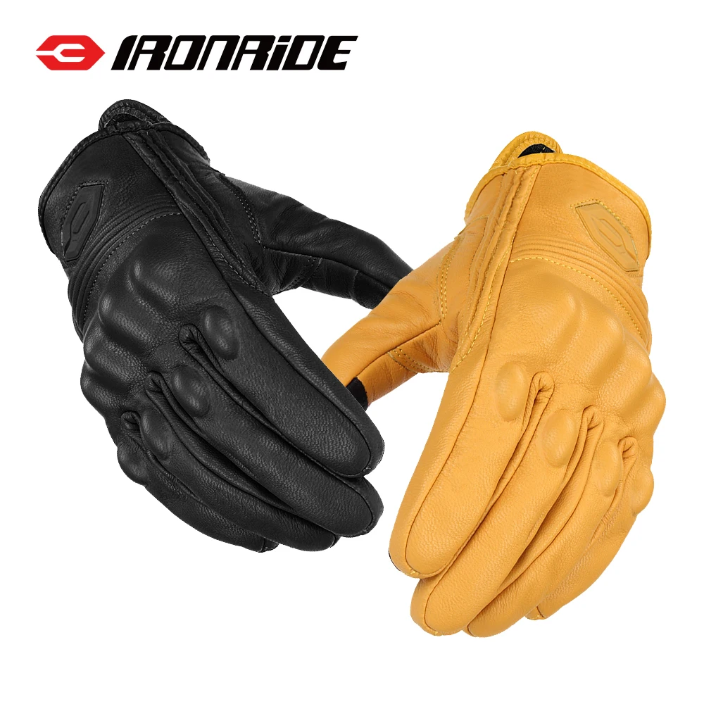 Retro-Motorradhandschuhe, Touchscreen, Anti-Drop, alle Finger, Offroad-Motorrad, verschleißfester und kratzfester Lederhandschuh