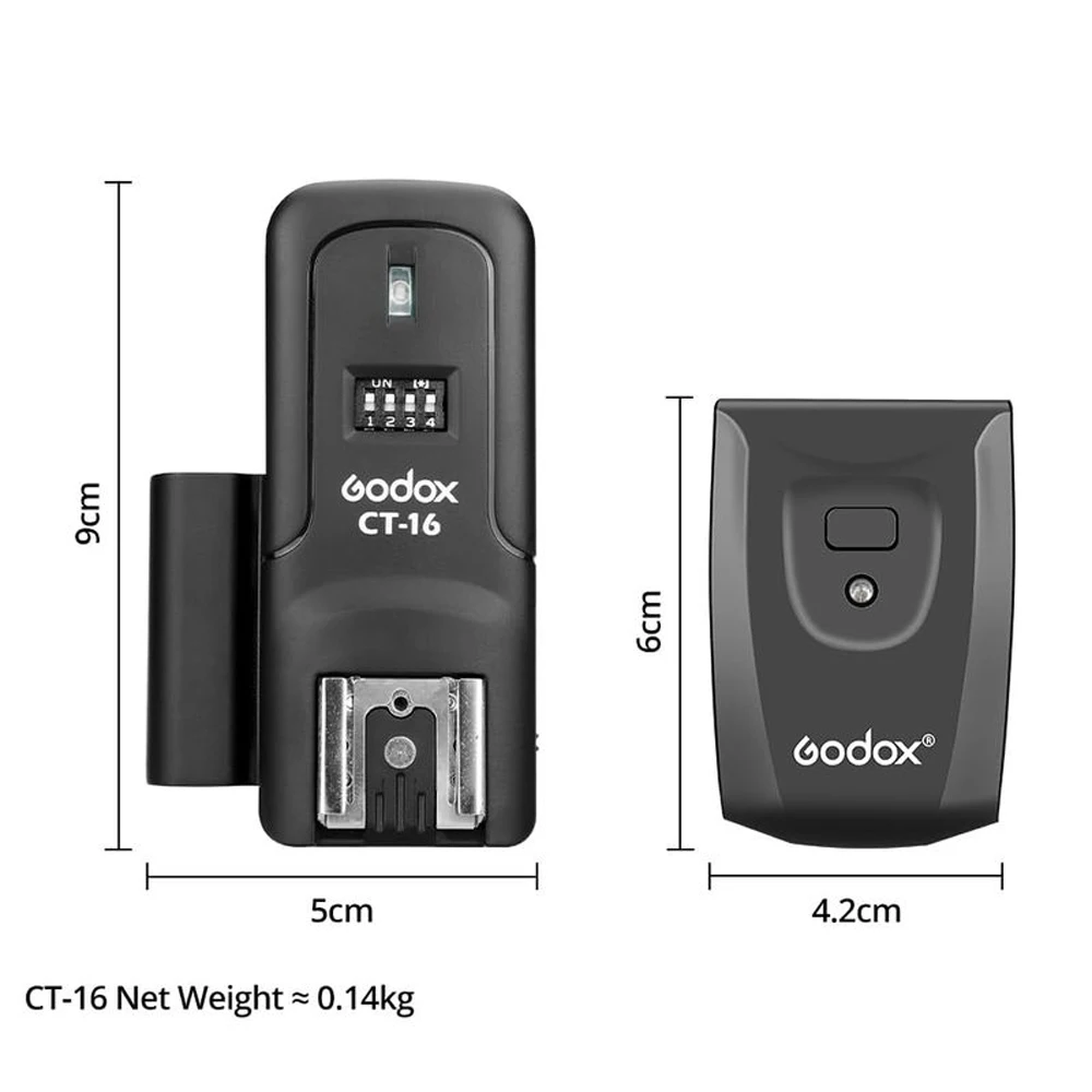 Godox CT-16 16 Channels Wireless Radio Flash Trigger Transmitter + 2x Receiver Set for Canon Nikon Pentax Studio Speedlite Flash view 6