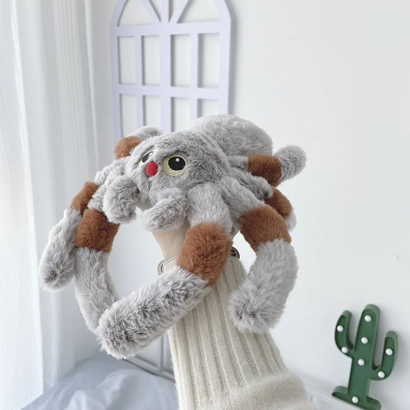 30/50 センチメートルぬいぐるみクモぬいぐるみソフトグレー爬虫類クモ人形おもちゃ赤い鼻大きな目シミュレーションクモのおもちゃの部屋の装飾