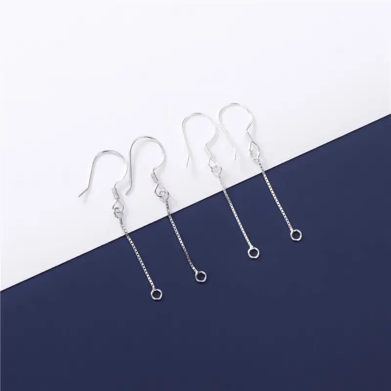 1 pair Fashion 100% 925 Sterling Silver Earring Hooks Dangle Tassel Connectors Earring Wire DIY Fancy Jewelry Making Findings
