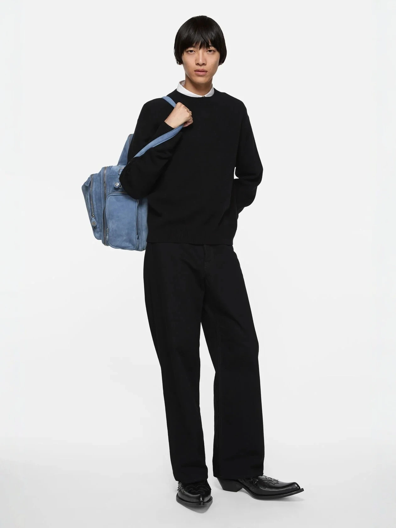 AC996 Logo Patchwork Long Sve Loose Comfortable round Ne Knitted Sweater Men's Top Faion Trend Street Sle Cotton Sw...