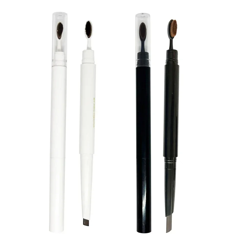 

Private Label Double-headed Triangle Eyebrow Pencil with Toothbrush Head Custom Logo White Black Pink Package Makeup Wholesale