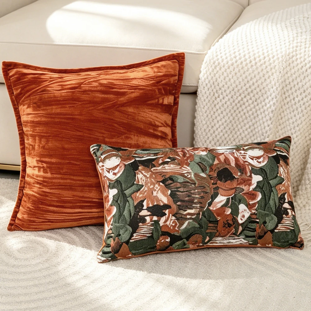 

BUYNOW 1PC Jacquard Couch Throw Pillow Covers Soft Velvet Cushion Covers Home Sofa Bed Living Room Bedroom Decorative Pillowcase