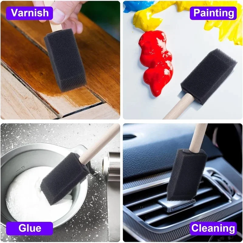 Premium 5Pcs Sponge Brush Set with Wooden Handle for Kids - Ideal for Watercolor Oil Stain Art Craft Painting And Drawing Educat