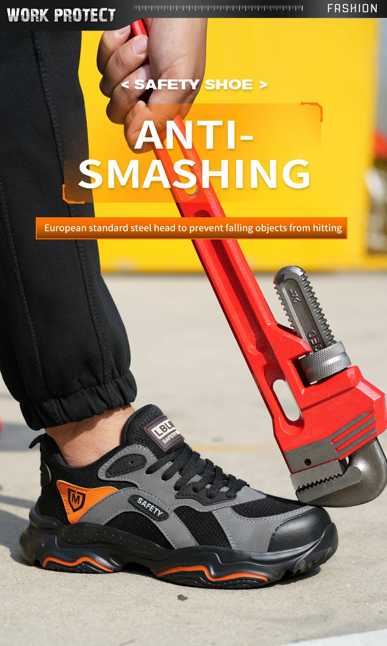 Work Safety Shoes Breathable Men Work Protective Sneakers Anti-Puncture Work Shoes Male Steel Toe Outside Sport Shoes