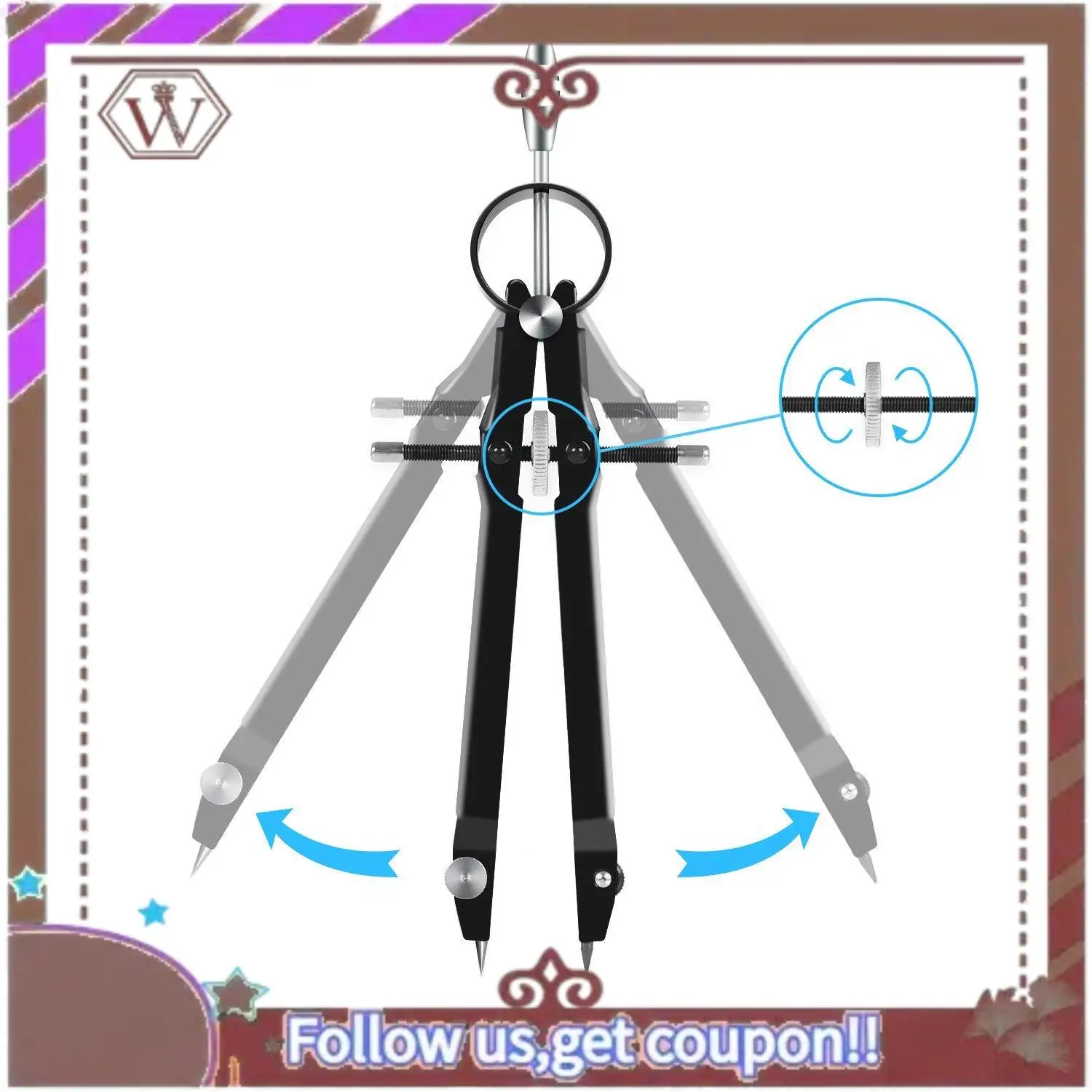 Latest 2 Pcs Compass, Compass Geometry Set With Lock, Math And Precision Compass, Metal And Durable For Solid And Plane Precisio