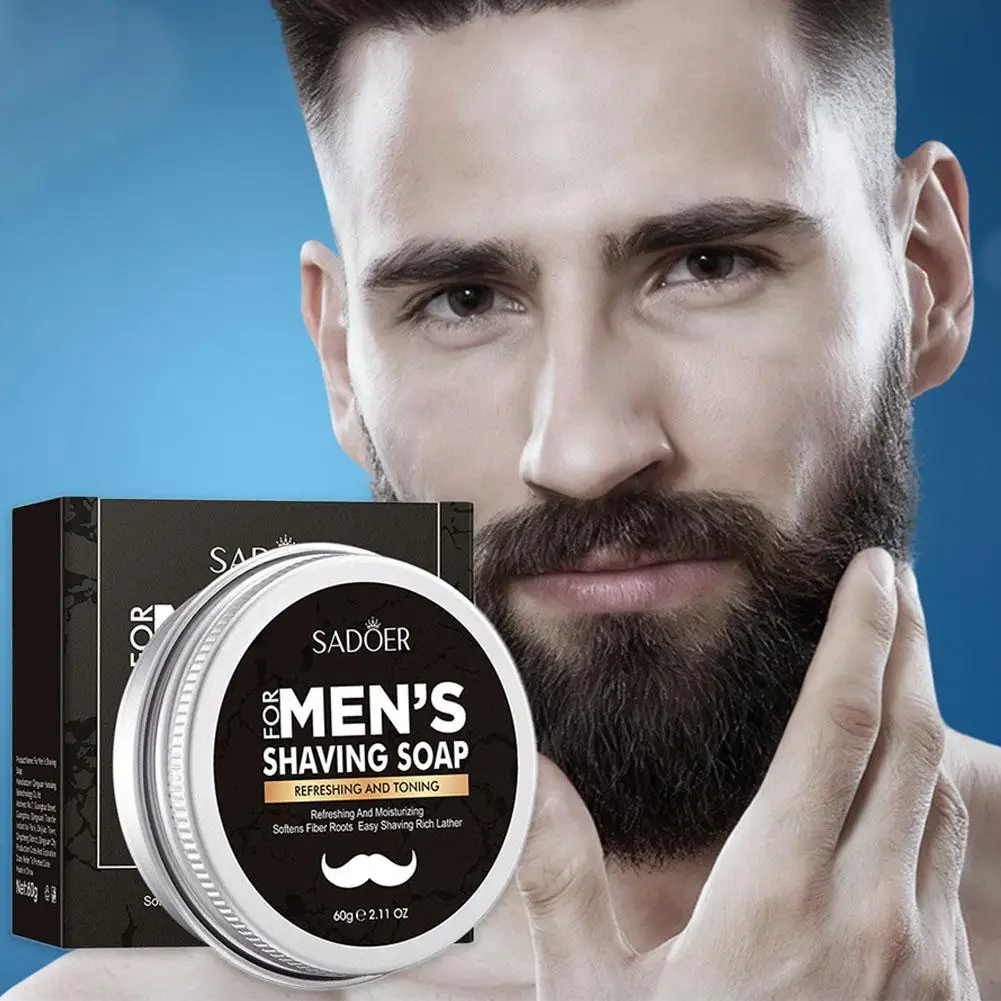 

SADOER Men's Shaving Soap Soft Smooth Shaving Soap Deep Moisturizing Face Clean Foam Shaving Cream For Men L5D6