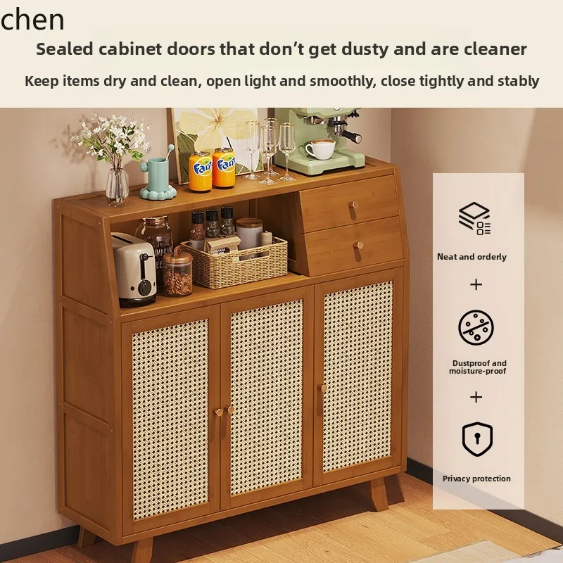 HT kitchen dining side retro side cabinet living room storage floor cabinet coffee integrated storage