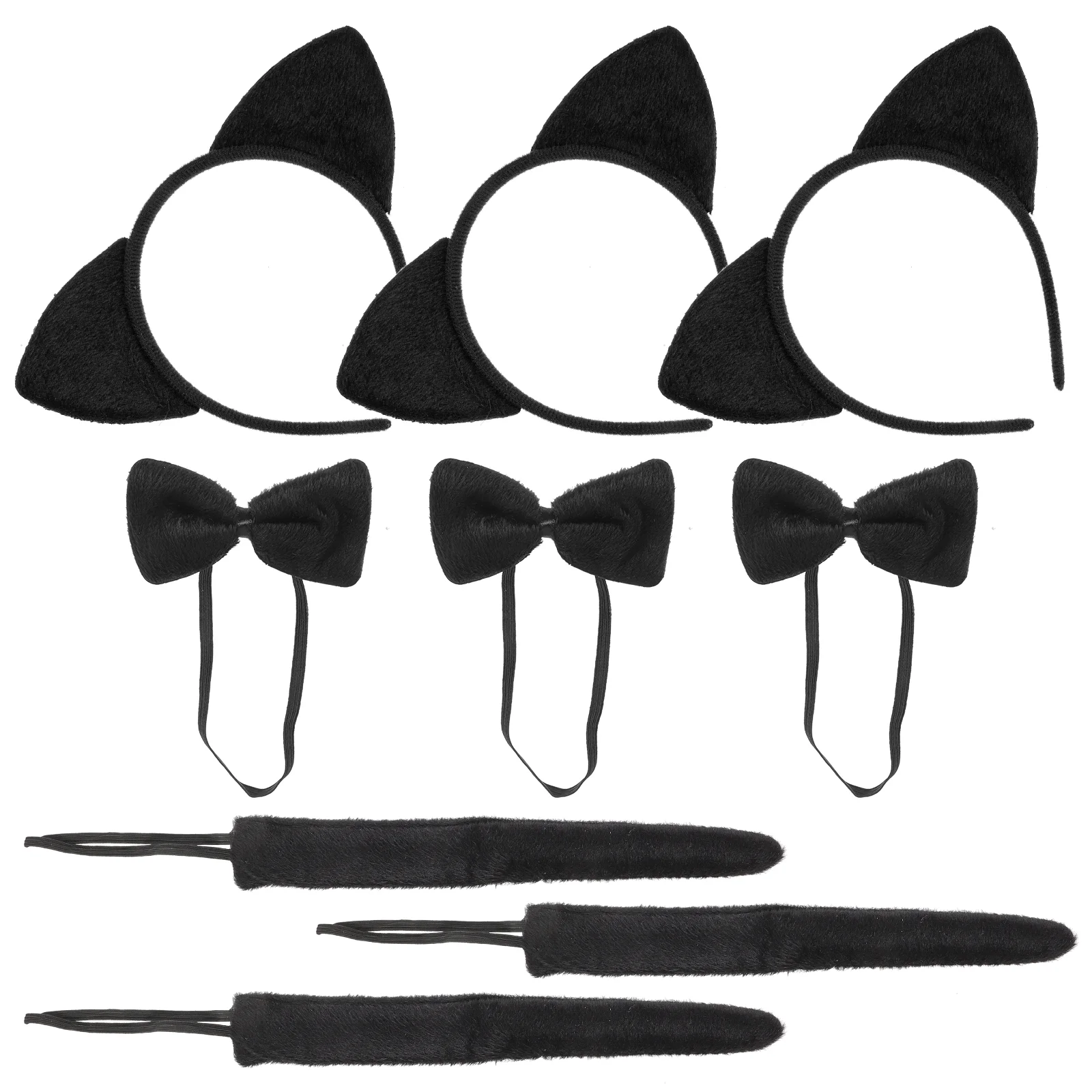 

Animal Ears Headband Tail Cartoon Set Tails Cosplay Costume Bandana Black Fabric Cat