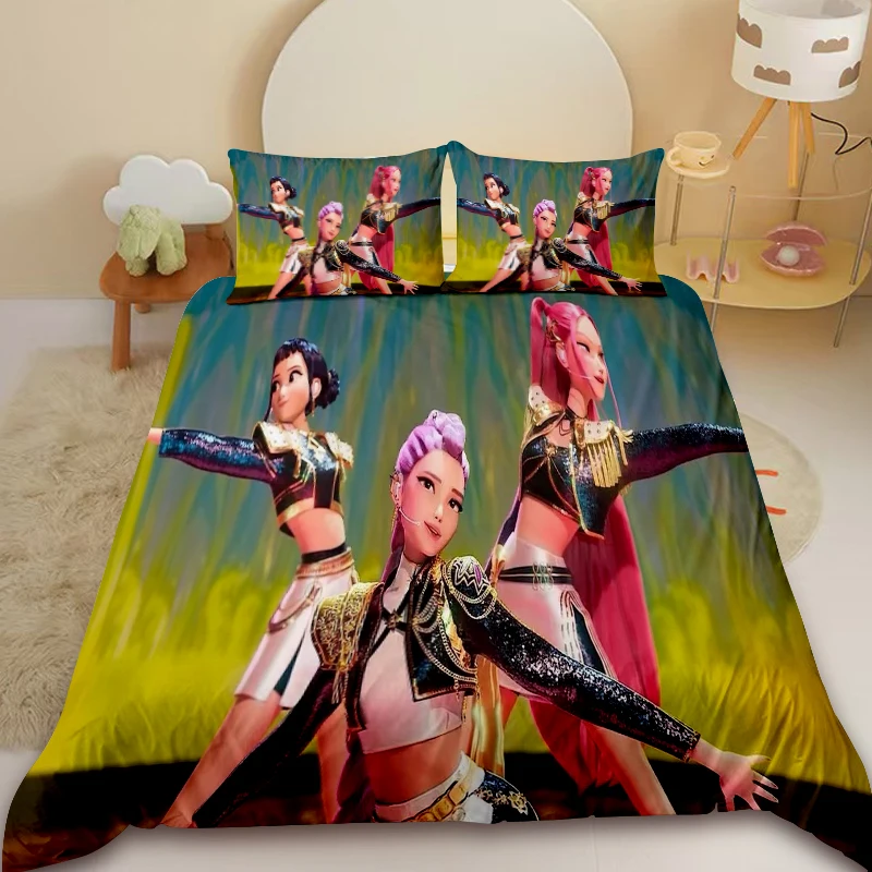 

K-pop Demon Hunters Duvet Cover Set Girls Bedding Set Soft and Comfortable with 2Pillowcase Bedroom Decor Birthday Gifts