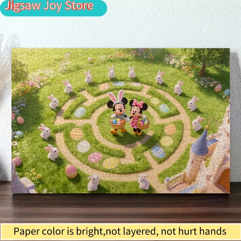 1000 pièces de puzzle labyrinthe Disney Mickey & Chasse aux œufs de Pâques - Jeu adapté à la cohésion familiale, aux activités de printemps et à l'utilisation