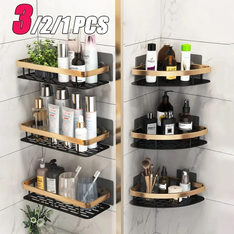 1-3 pezzi mensola angolare per bagno organizzatore per doccia senza chiodi scaffale in alluminio per montaggio a parete accessori per il bagno