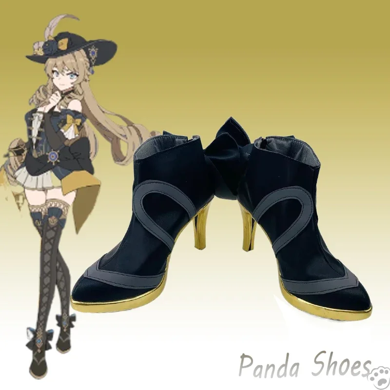 

Genshinimpact Navia Cosplay Shoes Anime Game Black Cos Boots Comic Navia Cosplay Costume Prop Shoes for Halloween Party