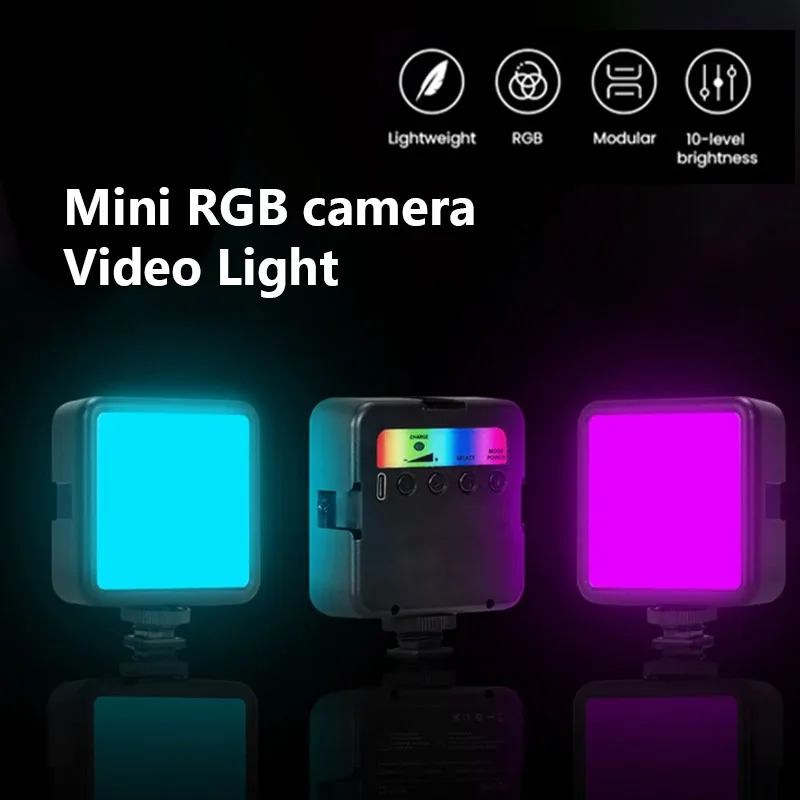Mini RGB Fill Light Portable LED Full Color Video Light 2500K-7000K 800LUX Photography Type-C Pocket Camera Hot Shoe Light