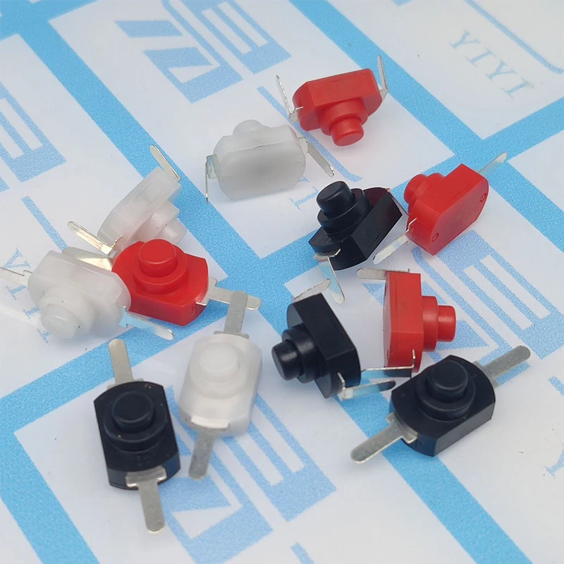 10pcs DC 1A 250V Black On Off Mini Push Button Switch for Electric Torch Black White Red