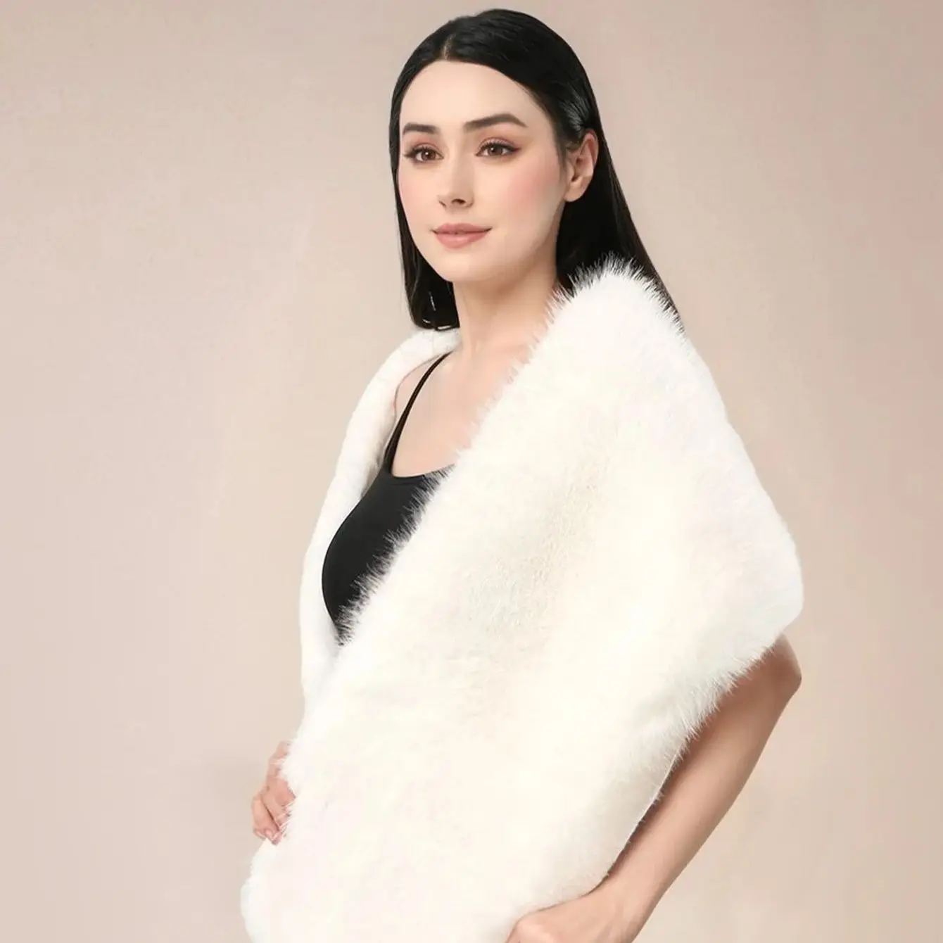 

Новый зимний женский плюшевый шарф-шаль с крестом, утолщенные мягкие шарфы, однотонный зимний теплый шарф из искусственного меха, большой пушистый шарф 145*35 см