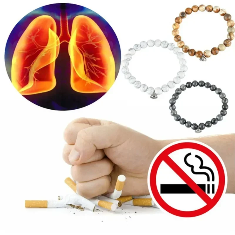 Pulsera para dejar de fumar para hombres, rechaza la nicotina, Control de humo, disipa la adicción, pulsera magnética de piedra Natural antiansiedad