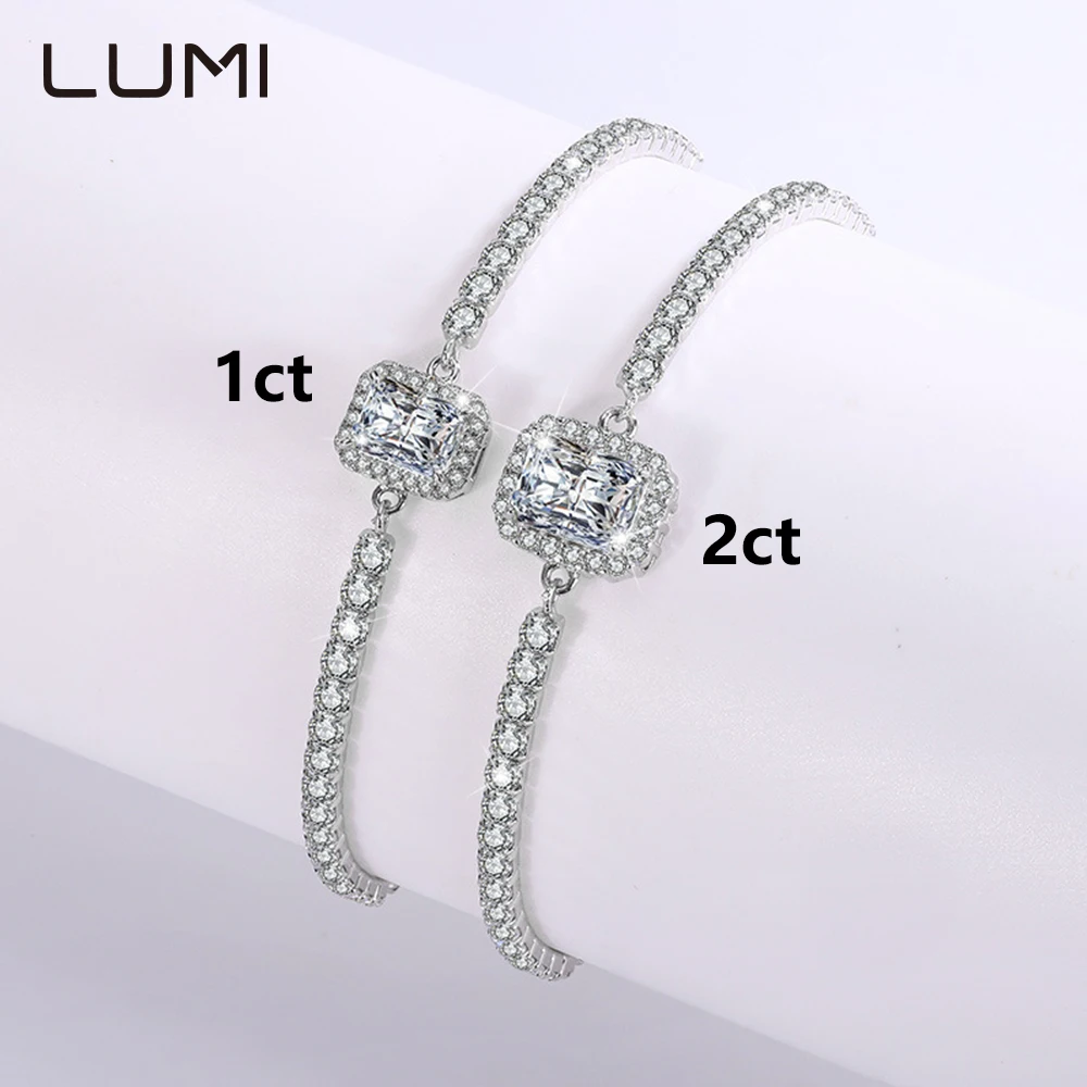 

Элегантный браслет из муассанита S925 сияющей формы 1-2 карата, регулируемый для модных простых офисных женщин, аксессуары для поездок на работу