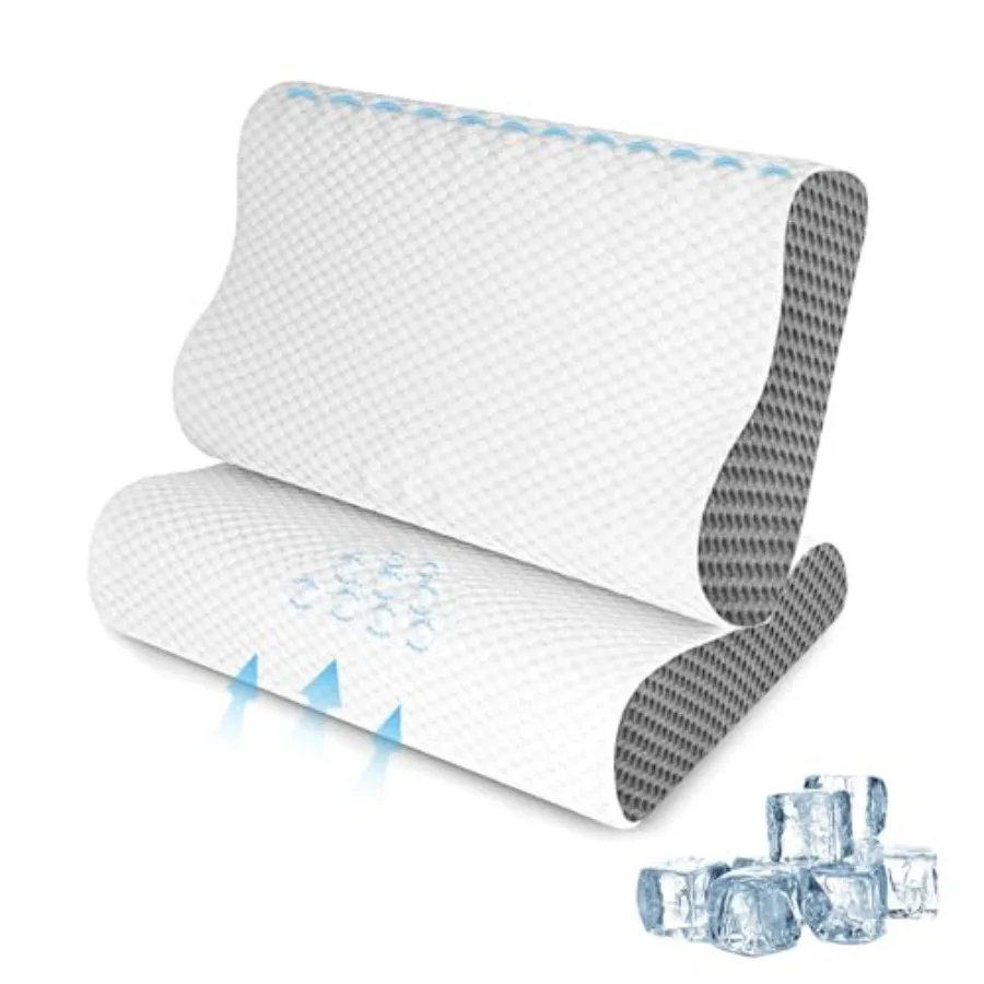 

Memory Foam Cooling Bed Pillows for Sleeping, Ergonomic Cervical Pillow for Neck and Shoulder Pain Relief, Adjustable Cold Pill