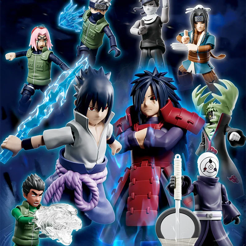 Nouveaux Blokees Naruto ‌   Uchiha Madara Obito Uchiha Uchiha Sasuke Zabuza Hatake Kakashi figurines d'action boîte aveugle assemblage jouets cadeaux