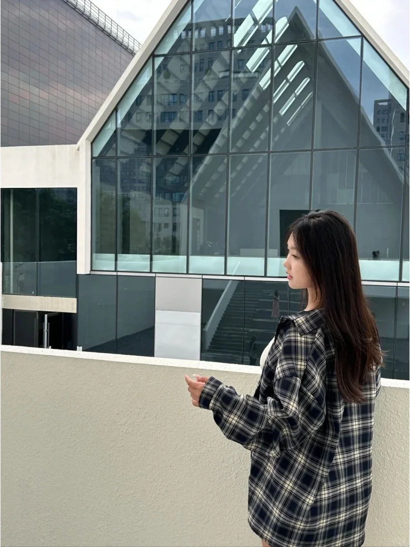 Retro Plaid Dolce Protezione solare Lungo Sve irt Capispalla Donna Autunno Nuovo Sle Sistema coreano Top Abbigliamento a strati