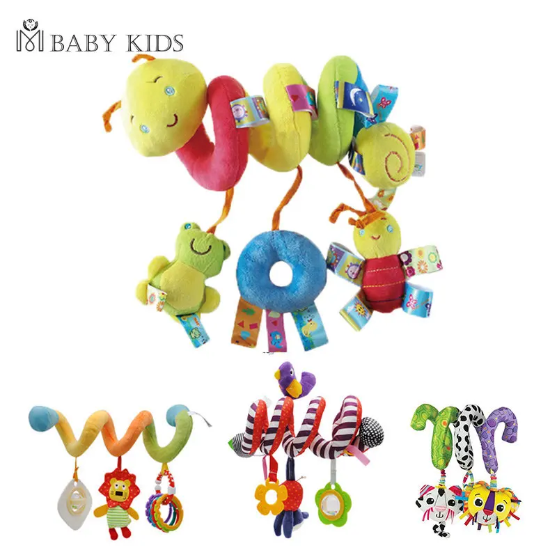 Baby Spiral Hanging Rattles Toys Plush Infant Squeaky Hand Bells Mobile Cartoon Bed Stroller Pacifier Toy Toddler погремушки