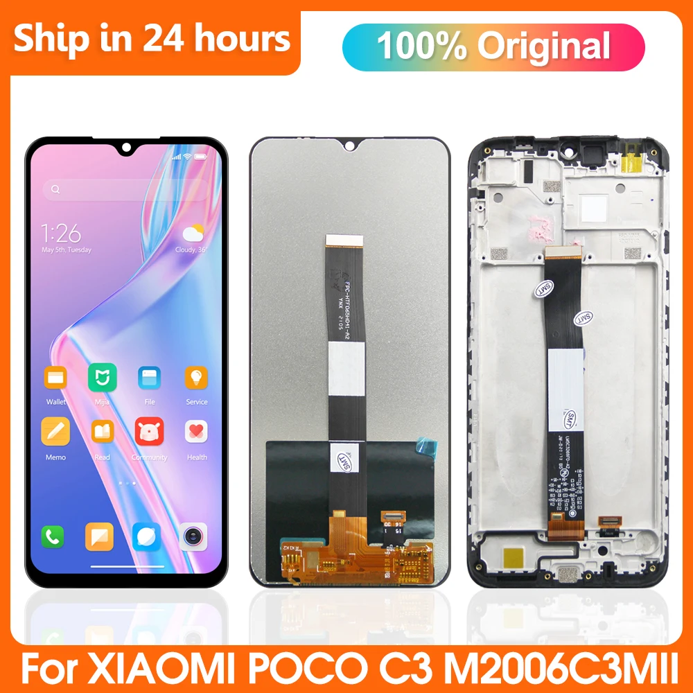 

ЖК-дисплей 6,5 дюйма AAA + для Xiaomi POCO C3, сенсорный экран RMX2027, дигитайзер с рамкой в сборе для poco C3, замена экрана