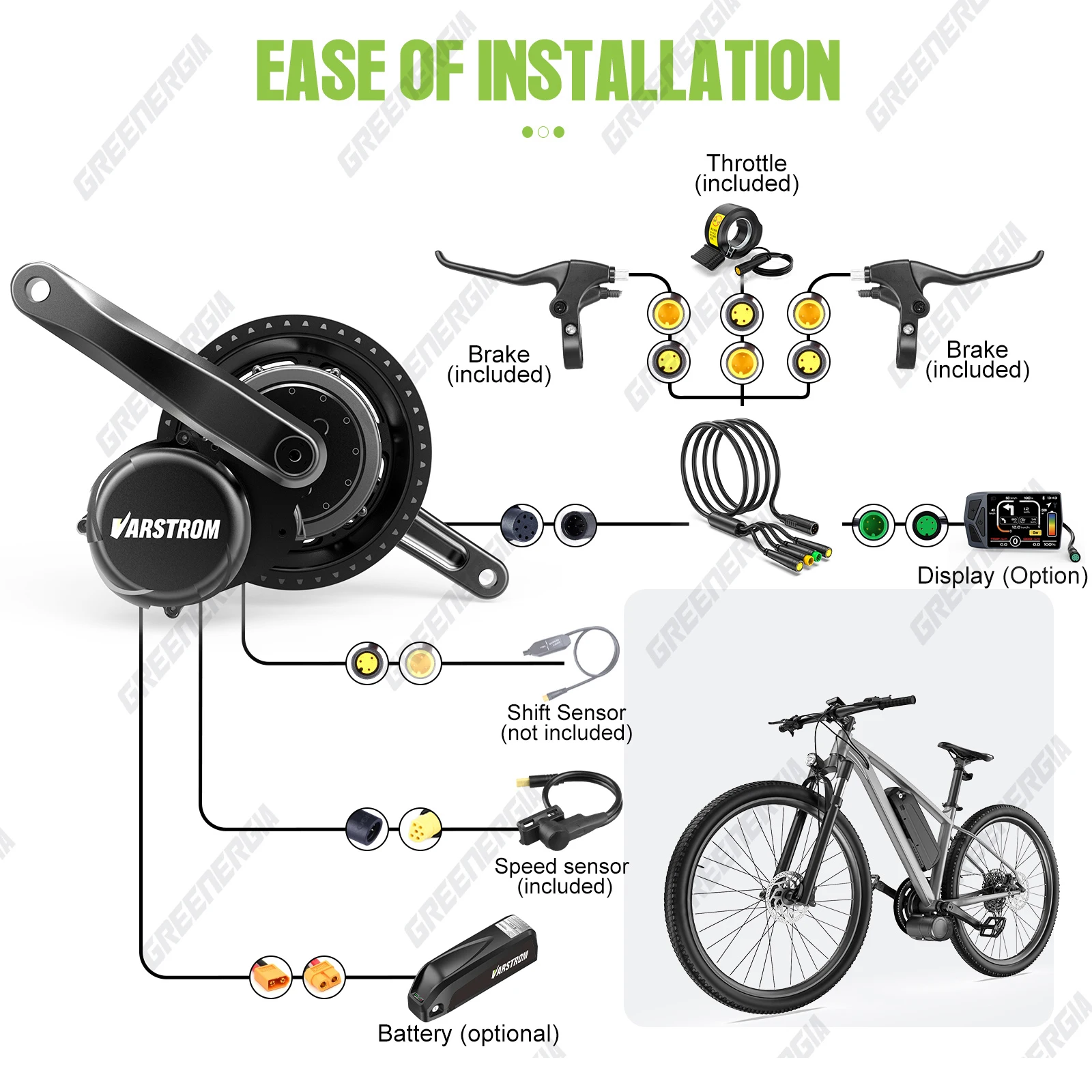 Tongsheng TSDZ16 1000W TSDZ 750W TSDZ2B 500W 250W Motor Mittelantrieb Drehmomentsensor Fahrrad Elektrofahrrad Umrüstsatz 68-73mm – Detail 8