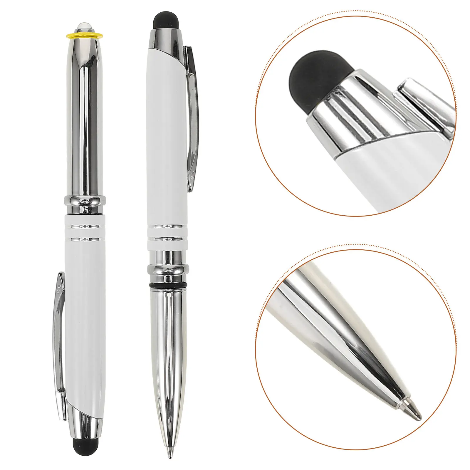 

2Pcs Metal Capacitive Pen Multifunctional 3 in 1 Stylus Pens Fiber Cloth Disc Silicone Tips for Phones Tablets Fast Responsive