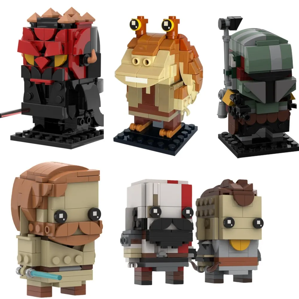 MOC Film Space LukeedS Figuren Darth Maul Brickheadz Ziegel God of War Cartoon Charaktere Kratos Atreus Bausteine Spielzeug