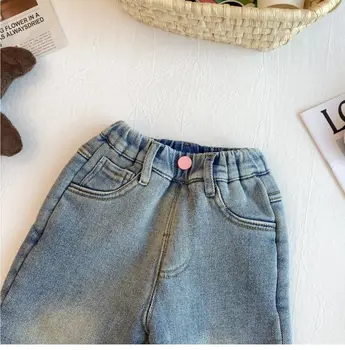 Girls Warm Velvet Winter Jeans 5 18M-6T winter children kids girls thick velvet snow wear warm jeans 5