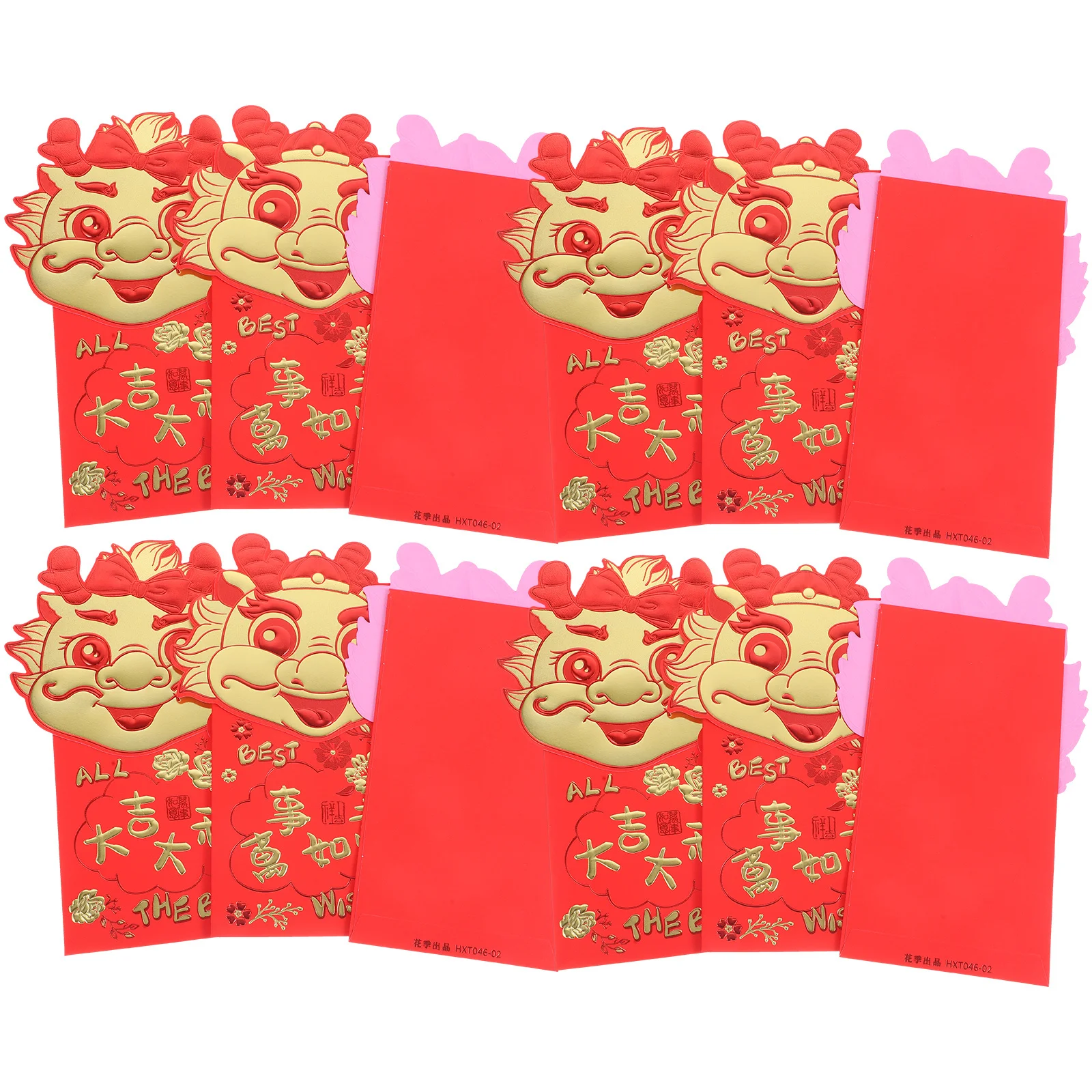

36pcs Cartoon Red Envelopes Delicate Pattern New Year Red Paper Envelope For Year Of Dragon 2024 Chinese Style Lunar Festival