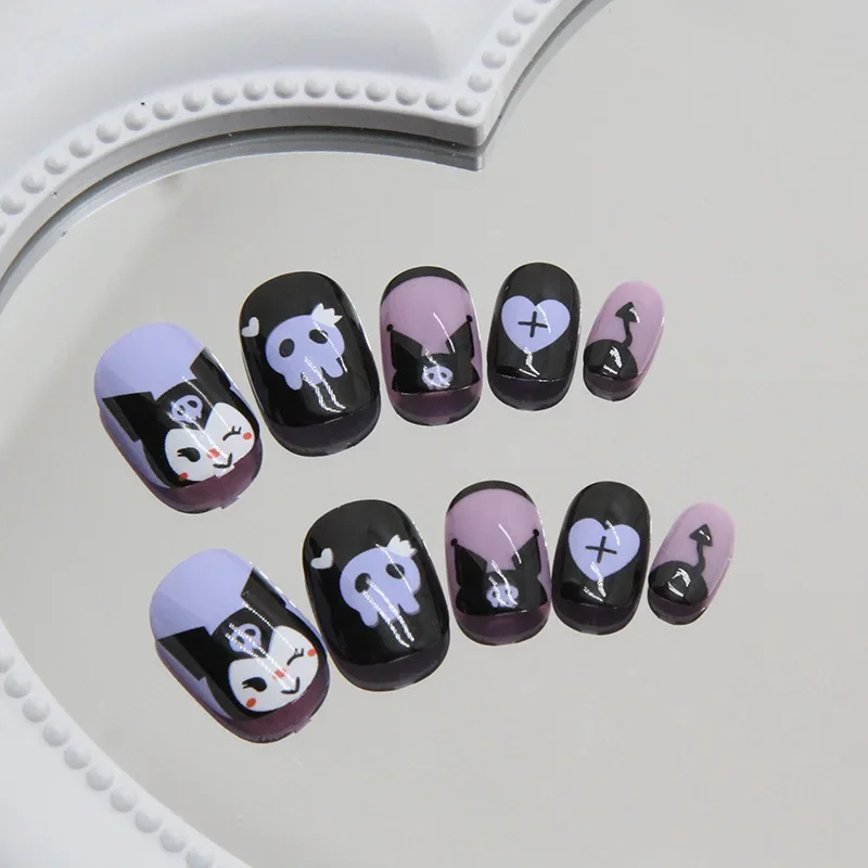 Sanrio Kuromi Nail Patches Patch Miniso Anime Cartoon Cute Kuromi Kawaii  Removable Nail Patches Girl&Child Holiday Gifts