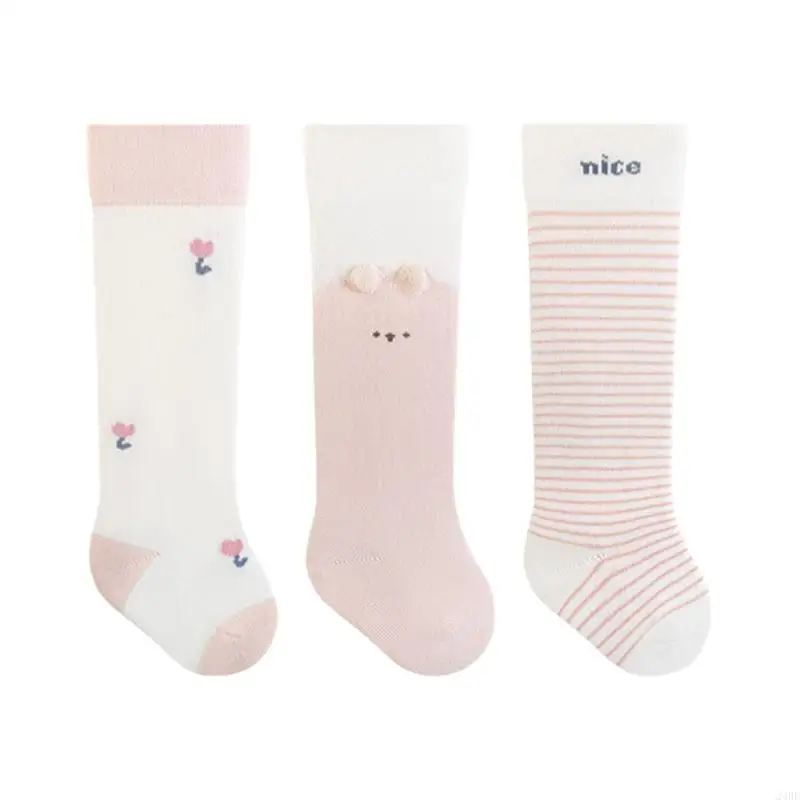 سريعة الجافة بتمشيط القطن الاطفال عالية الجوارب نونسليب مطاطا أعلى جوارب للنشاط في الهواء الطلق ارتداء اليومي 3 زوج 24BE