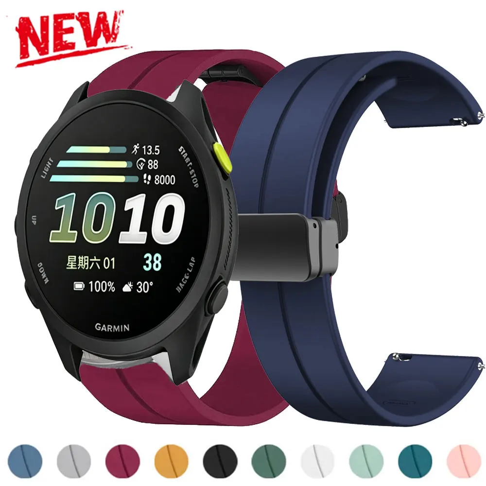 20/22mm Magnetic Silicone Strap For Garmin Forerunner 70 170 970 570/Approach S50 Sport Band For Haylou Solar Ultra/Solar 5
