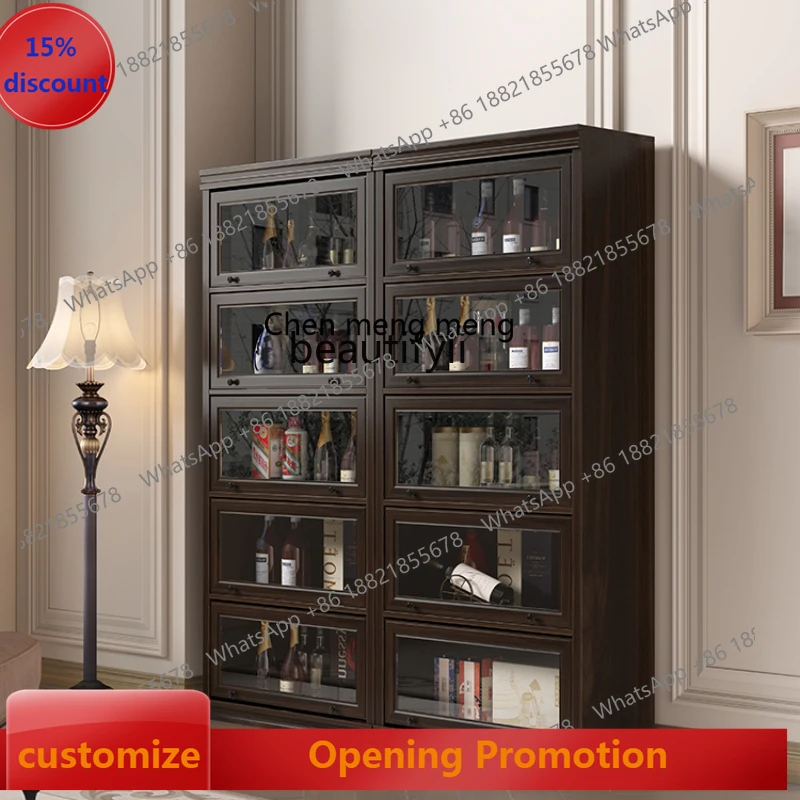 

S7486 ss American Wine Cabinet Living Room with Glass Door Wall Display Cabinet Integrated Modern Simple Home Wine Rack Locker