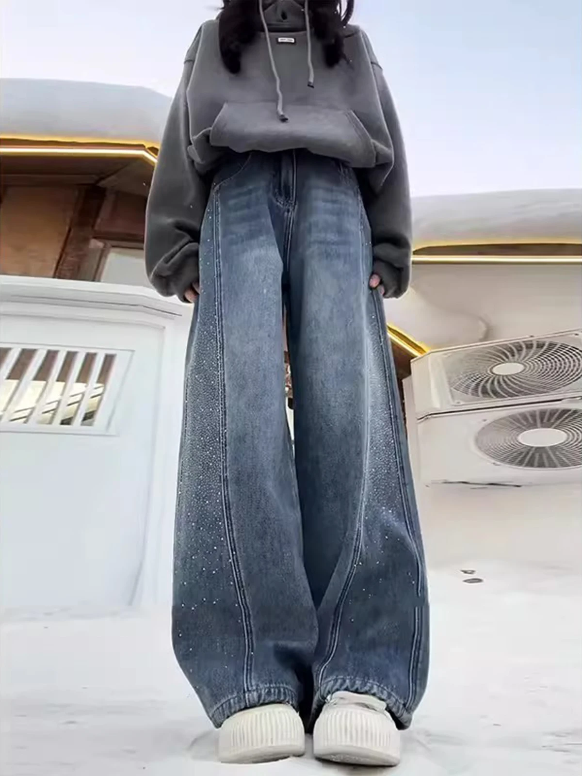 

Модные женские джинсы с широкими штанинами, весна 2026, новый дизайн, утягивающие, свободные, из денима, с высокой талией, в стиле ретро, с карманами