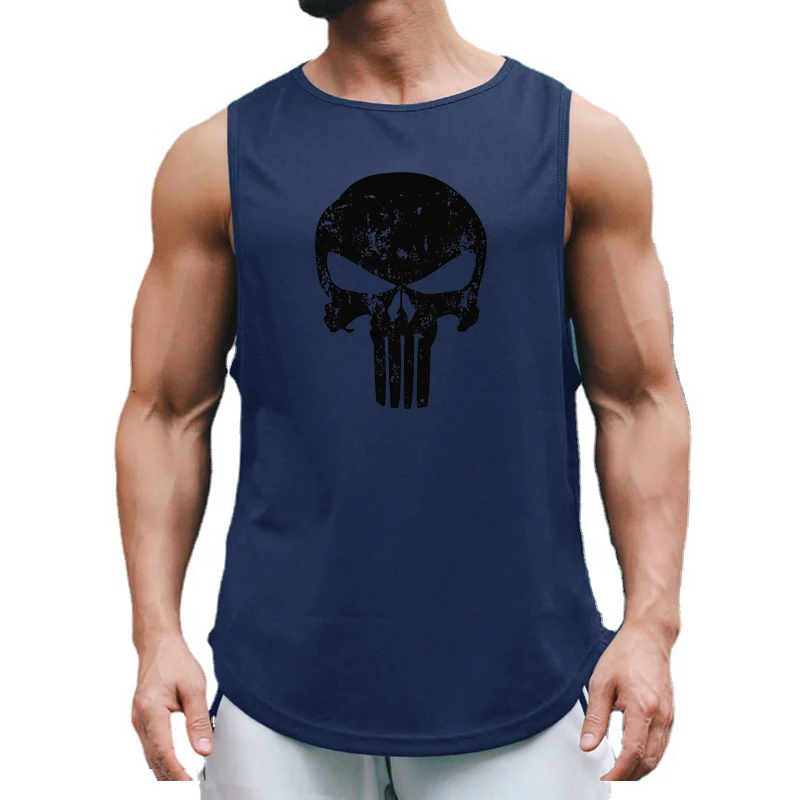 Schädel druck Sommer Herren Gym Tank Tops Mesh schnell trocknen Sport bekleidung Bodybuilding ärmellose T-Shirt Fitness Stringer Unterhemden