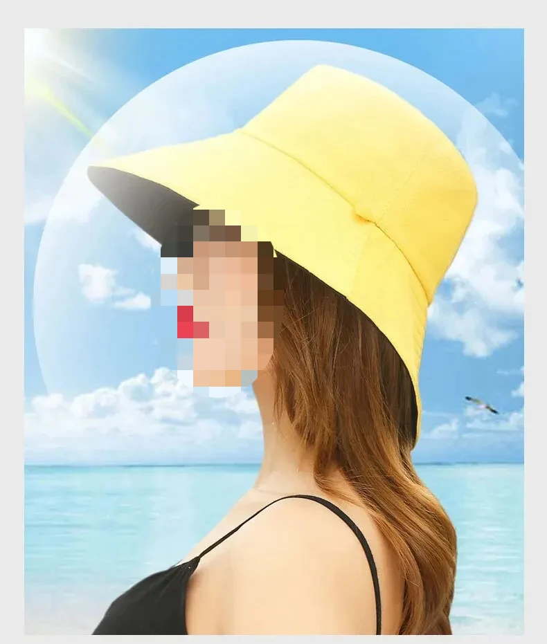 

Fisherman Hat Women's Summer Face Cover, Sunscreen, Large Brim Sunshade Hat, Internet Celebrity Double-Sided And Versatile