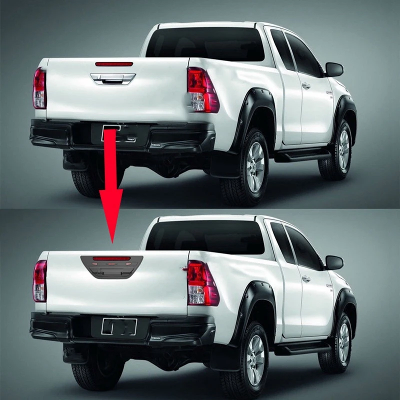 For Toyota Hilux Accessories Back Door Decoration Tail Gate Rear Door Handle Cover Trunk Trim For REVO 2015-2017