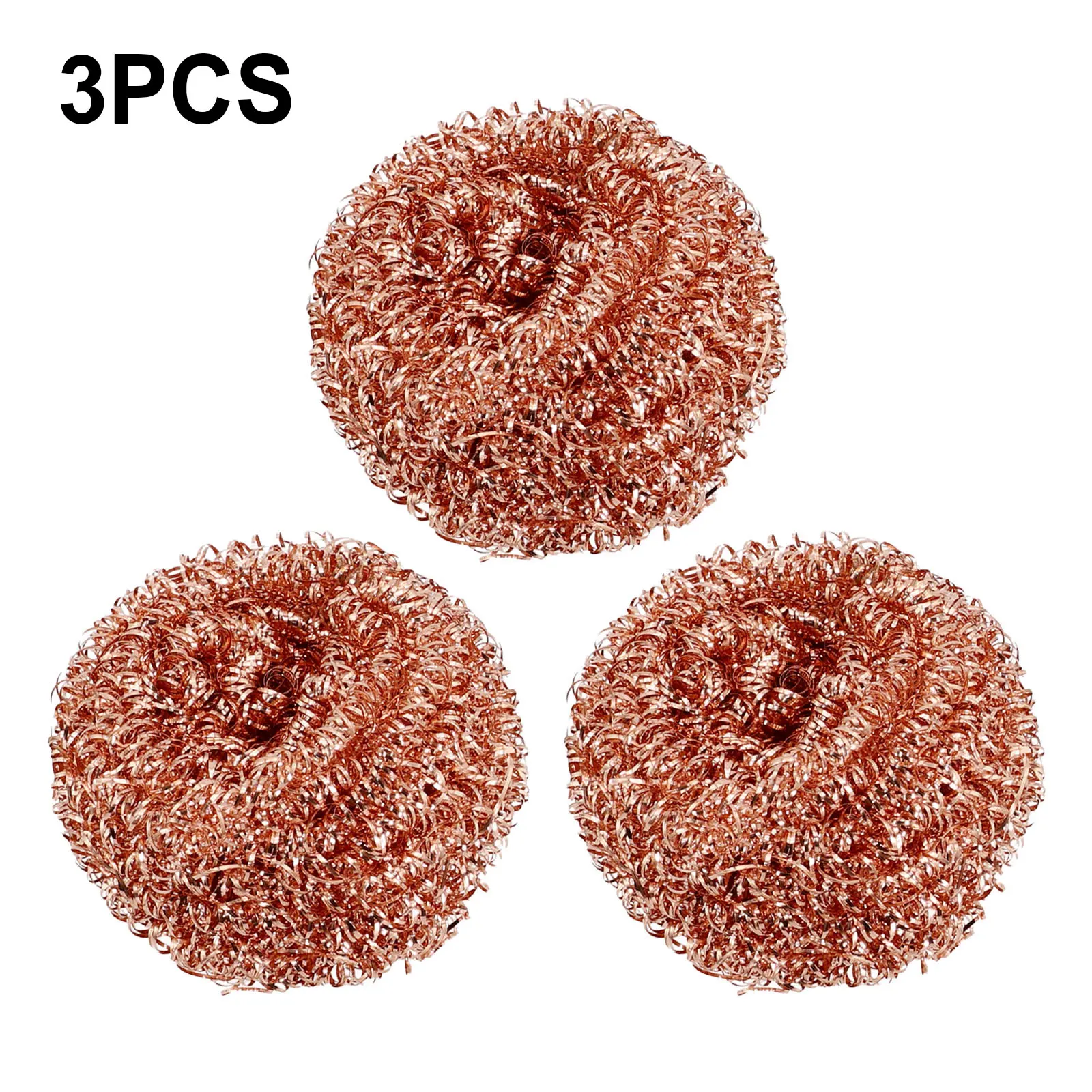 Cleaning Ball for cooper Coated Scourers 3PCS Cleaning Fast Copper Wire Dry Household Supplies Pots Pans Practical